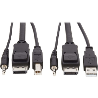 Picture of Tripp Lite DisplayPort KVM Cable Kit 3 in 1 4K USB 3.5 mm Audio 3xM/3xM 6ft