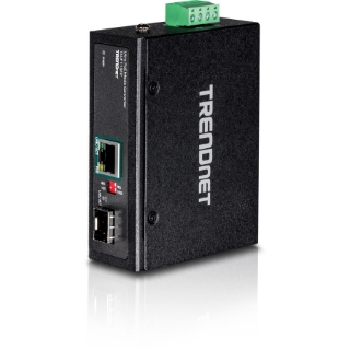 Picture of TRENDnet Hardened Industrial SFP to Gigabit UPoE Media Converter; IP30 Rated Housing; Includes DIN-rail & Wall Mounts; Operating Temp. -40 to 75 ?C (-40 to 167 ?F); TI-UF11SFP