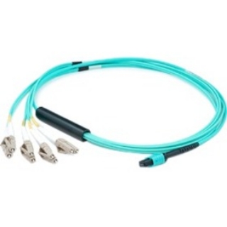 Picture of AddOn 3m MPO (Female) To 4xLC (Male) 8-strand Aqua OM4 Duplex LSZH LOMM Fanout Cable