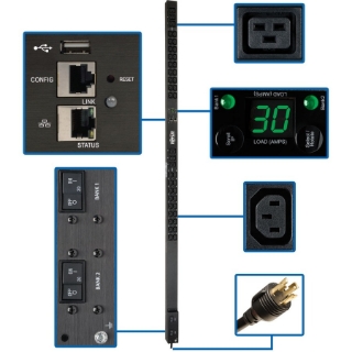 Picture of Tripp Lite PDU Monitored 208/240V 30A 36 C13; 6 C19 L6-30P LX Interface 0U