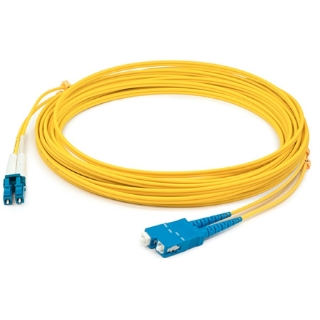 Picture of AddOn 26m LC (Male) to SC (Male) Straight Yellow OS2 Duplex Plenum Fiber Patch Cable