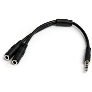 Picture of StarTech.com Headset adapter for headsets with separate headphone / microphone plugs - 3.5mm 4 position to 2x 3 position 3.5mm M/F