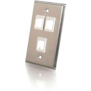 Picture of C2G 3-Port Single Gang Multimedia Keystone Wall Plate - Stainless Steel