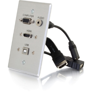 Picture of C2G HDMI, VGA, 3.5mm Audio and USB Pass Through Wall Plate - Single Gang