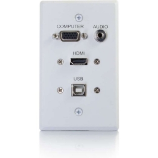 Picture of C2G HDMI, VGA, 3.5mm Audio and USB Pass Through Single Gang Wall Plate - White