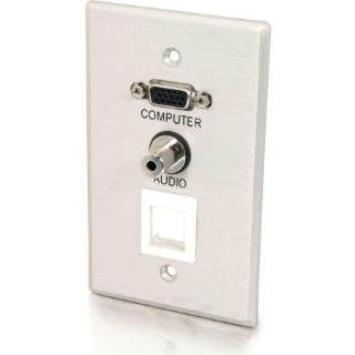 Picture of C2G VGA + 3.5mm Audio Pass Through Single Gang Wall Plate w/1 Keystone-Brushed Aluminum