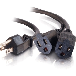 Picture of C2G 18in 1-to-2 Power Cord Splitter - 16 AWG - NEMA 5-15P to NEMA 5-15R