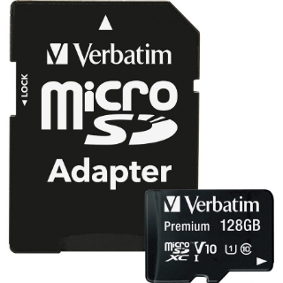 Picture of Verbatim 128GB Premium microSDXC Memory Card with Adapter, UHS-I Class 10