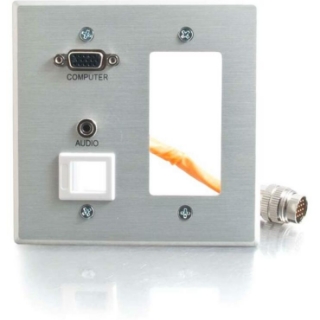 Picture of C2G RapidRun Double Gang Integrated VGA (HD15) + 3.5mm + Keystone + Decorative Style Wall Plate