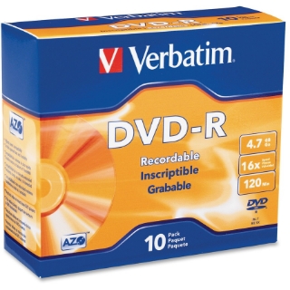 Picture of Verbatim AZO DVD-R 4.7GB 16X with Branded Surface - 10pk Slim Case