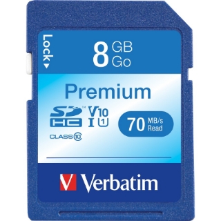 Picture of Verbatim 8GB Premium SDHC Memory Card, UHS-I Class 10