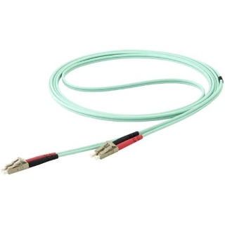 Picture of StarTech.com 15m OM4 LC to LC Multimode Duplex Fiber Optic Patch Cable- Aqua - 50/125 - Fiber Optic Cable - 40/100Gb - LSZH (450FBLCLC15)