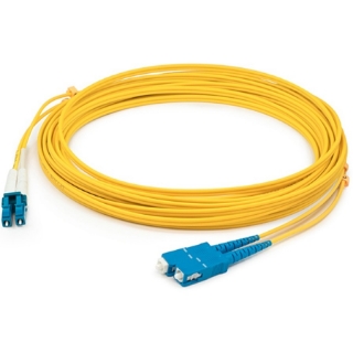 Picture of AddOn 1m LC (Male) to SC (Male) Yellow OS2 Duplex Fiber OFNR (Riser-Rated) Patch Cable