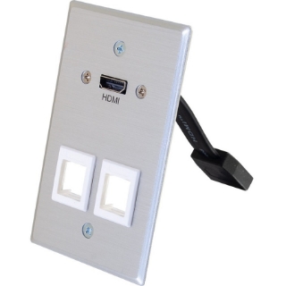 Picture of C2G HDMI Pass Through Single Gang Wall Plate with Two Keystones - Aluminum