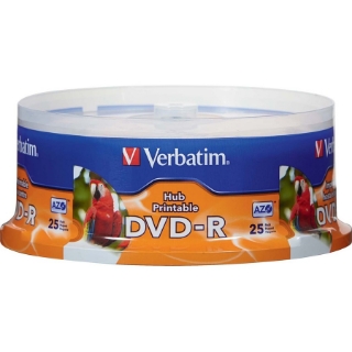 Picture of DVD-R 4.7GB 16X White Inkjet Printable, Hub Printable - 25pk Spindle