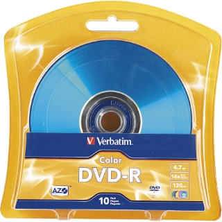 Picture of Verbatim AZO DVD-R 4.7GB 16X Vibrant Colors - 10pk Blister, Assorted