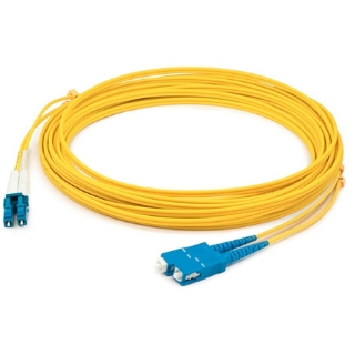 Picture of AddOn 10m LC (Male) to SC (Male) TAA Compliant Yellow OS2 Duplex Fiber OFNR (Riser-Rated) Patch Cable