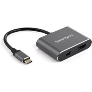 Picture of StarTech.com USB C Multiport Video Adapter - 4K 60Hz USB-C to HDMI 2.0 or Mini DisplayPort 1.2 Monitor Display Adapter - HBR2 HDR