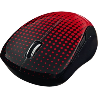 Picture of Verbatim Wireless Notebook Multi-Trac Blue LED Mouse - Dot Pattern Red