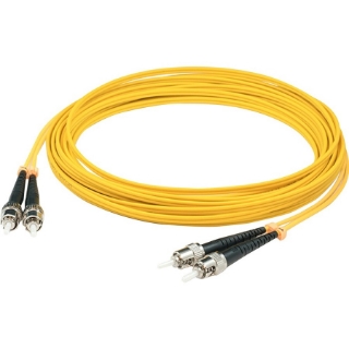 Picture of AddOn 1m ST (Male) to ST (Male) Straight Yellow OS2 Duplex Plenum Fiber Patch Cable