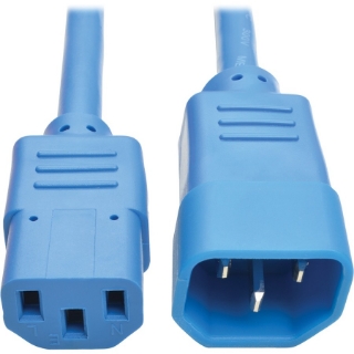 Picture of Tripp Lite 3ft Heavy Duty Power Extension Cord 15A 14 AWG C14 C13 Blue 3'