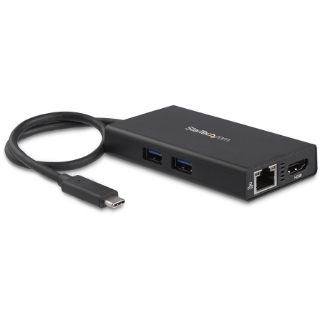 Picture of StarTech.com USB-C Multiport Adapter - USB-C Travel Dock w/ 4K HDMI - 60W PD Pass-Through, GbE, 2x USB-A - Mini USB Type-C Docking Station