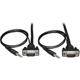 Picture of Tripp Lite 6ft VGA Coax Monitor Cable Low Profile with Audio and RGB High Resolution HD15 3.5mm M/M 6'