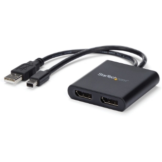 Picture of StarTech.com 2-Port Multi Monitor Adapter, Mini DisplayPort to DP MST Hub, Dual 4K 30Hz, Video Splitter for Extended Desktop Mode, Windows