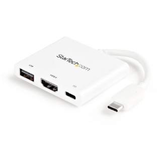 Picture of StarTech.com StarTech.com USB C Multiport Adapter with HDMI 4K & 1x USB 3.0 - PD - Mac & Windows - White USB Type C All in One Video Adapter