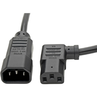 Picture of Tripp Lite 2ft Computer Cord Extension Cable C14 to Left Angle C13 10A 18AWG 2'