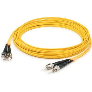 Picture of AddOn 15m ST (Male) to ST (Male) Yellow OS2 Duplex Fiber OFNR (Riser-Rated) Patch Cable