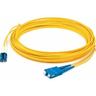 Picture of AddOn 1m LC (Male) to SC (Male) Yellow OS2 Duplex Fiber TAA Compliant OFNR (Riser-Rated) Patch Cable