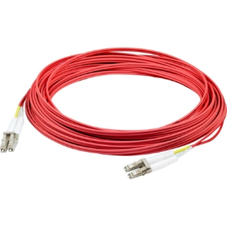 Picture of AddOn 10m LC (Male) to LC (Male) Red OM1 Duplex Fiber OFNR (Riser-Rated) Patch Cable