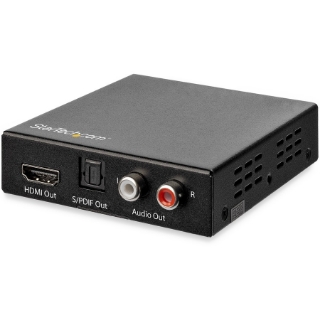 Picture of StarTech.com 4K HDMI Audio Extractor with 40K 60Hz Support - HDMI Audio De-embedder - HDR - Toslink Optical Audio - Dual RCA Audio - HDMI Audio - Supports the latest HDMI 2.0 specifications and HDR video pass-through and high video bandwidth up to 18Gbps - Integrated EDID management capabilities