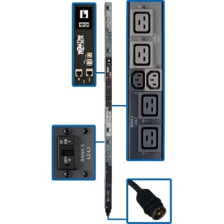 Picture of Tripp Lite PDU 3-Phase Switched 14.4kW 208V 6 C13 12 C19 50A CS8365C 0U TAA