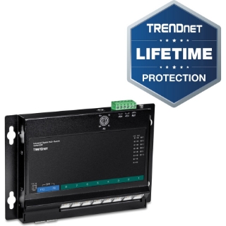 Picture of TRENDnet 10-Port Industrial Gigabit PoE+ Wall-Mounted Front Access Switch; TI-PG102F; 8x Gigabit PoE+ Ports; 2 x Gigabit SFP Slots; 240W PoE Budget; DIN-Rail & Wall Mount Brackets Included; IP30 Rated