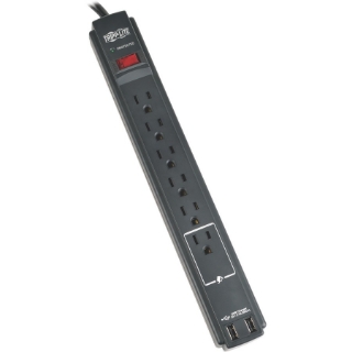 Picture of Tripp Lite Surge Protector Power Strip 120V USB 6 Outlet 6' Cord 990 Joule TAA