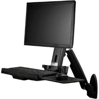 Picture of StarTech.com Wall Mount Workstation, Full Motion Standing Desk, Ergonomic Height Adjustable Monitor & Keyboard Tray Arm, For VESA Display