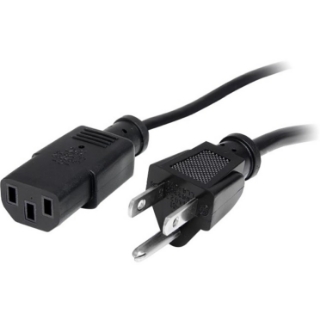 Picture of StarTech.com 3ft (1m) Computer Power Cord, NEMA 5-15P to C13, 10A 125V, 18AWG, Black Replacement AC PC Power Cord, TV/Monitor Power Cable