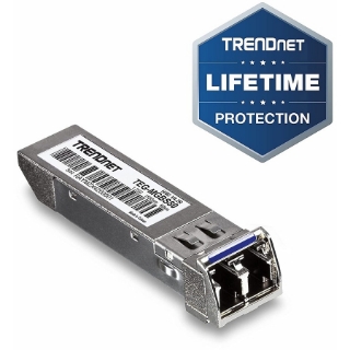 Picture of TRENDnet SFP to RJ45 Mini-GBIC Single-Mode LC Module; TEG-MGBS80; Mini-GBIC Module for Single Mode Fiber; LC Connector Type; Up to 80 Km (49.7 Miles); 1.25Gbps Gigabit Ethernet; Lifetime Protection