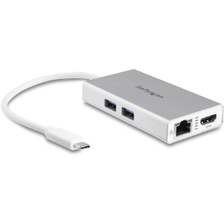 Picture of StarTech.com USB-C Multiport Adapter - USB-C Travel Dock w/ 4K HDMI - 60W PD Pass-Through, GbE, 2x USB-A - Mini USB Type-C Docking Station