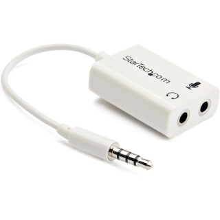 Picture of StarTech.com 3.5mm 4 Position to 2x 3 Position 3.5mm Headset Splitter Adapter M/F - White