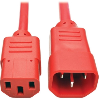 Picture of Tripp Lite 3ft Heavy Duty Power Extension Cord 15A 14 AWG C14 to C13 Red 3'