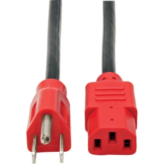 Picture of Tripp Lite 4ft Computer Power Cord Cable 5-15P to C13 Red 10A 18AWG 4'