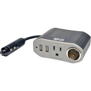 Picture of Tripp Lite Ultra-Compact Car Inverter 100W 12V CLA 120V 2 USB Charging Ports 1 Outlet