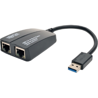 Picture of Tripp Lite USB 3.0 to Dual Port Gigabit Ethernet Adapter RJ45 10/100/1000 Mbps