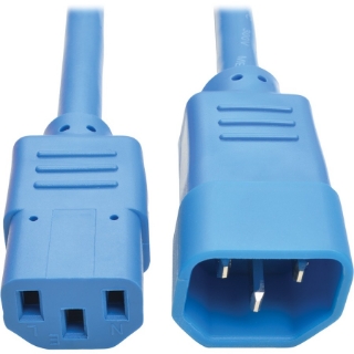 Picture of Tripp Lite 2ft Computer Power Extension Cord 10A 18 AWG C14 to C13 Blue 2'