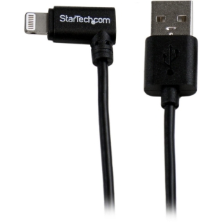 Picture of StarTech.com 1m (3ft) Angled Black Apple 8-pin Lightning Connector to USB Cable for iPhone / iPod / iPad