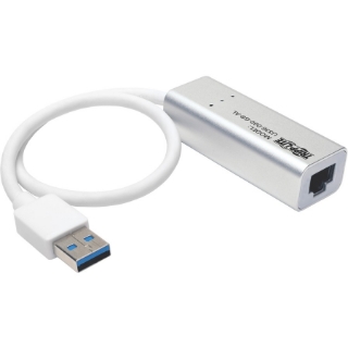 Picture of Tripp Lite USB 3.0 SuperSpeed to Gigabit Ethernet NIC Network Adapter RJ45 10/100/1000 Aluminum White