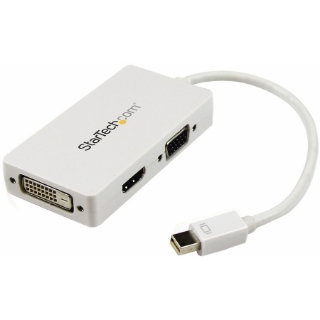 Picture of StarTech.com Travel A/V adapter: 3-in-1 Mini DisplayPort to VGA DVI or HDMI converter - white